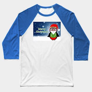 Merry Christmas Cute Penguin Baseball T-Shirt
